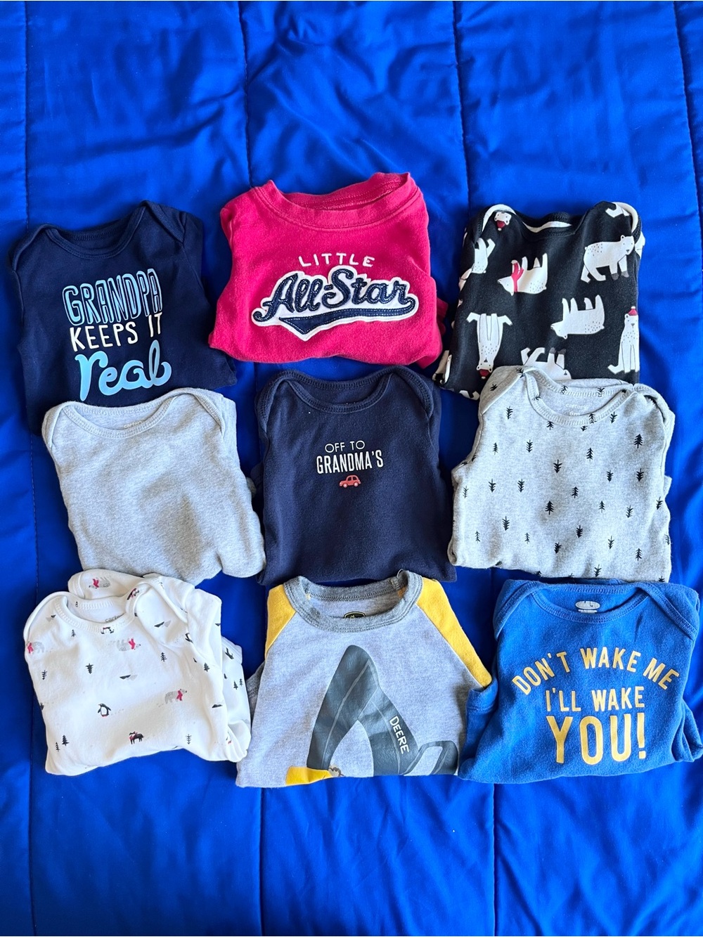 CARTER’S Baby Long Sleeve Bodysuit Bundle Lot 6 Months (9)